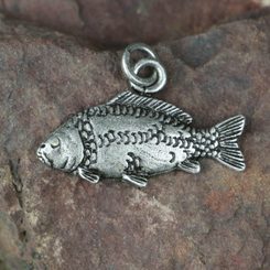 CARP - fish, fishing pendant, zinc, antique silver