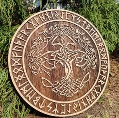 TREE OF LIFE - RUNES Wall Decoration 45cm Oak