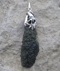 NEMESIS, raw moldavite pendant, sterling silver