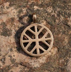 SUN CROSS with SACRED TREE, bronze pendant