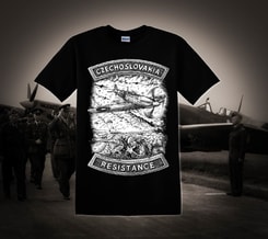 TSCHECHOSLOWAKEI, WWII WIDERSTAND T-Shirt, schwarz