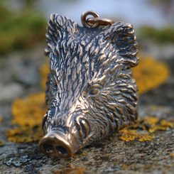 BOAR, massive pendant, bronze