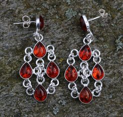 MARINA, amber, silver earrings