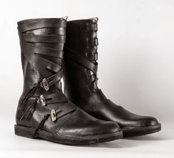 VARYAG, cuir viking des chaussures hautes, noir