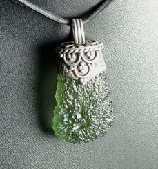 CORPULA, luxury silver jewel with Czech Moldavite, pendant Ag 925
