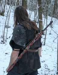 BARBARIAN two-handed sharp fantasy sword with Scabbard on the back