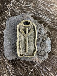 ALGIZ - runic amulet, zinc old brass