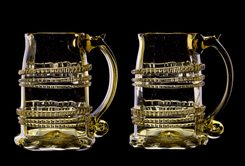 BEER GLASS, halfliter, historical glass, Set of 2
