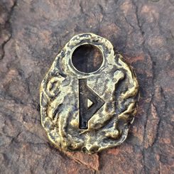 Thurisaz - runic amulet, antic brass