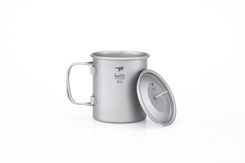 Ti3201 Single-Wall Titanium Mug with Folding Handle and Lid