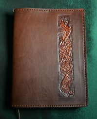 LEATHER BOOK CASE, CELTIC DOGS