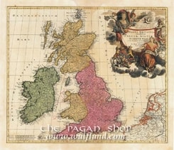 SCOTLAND, IRELAND, ENGLAND, WALES, historical map, replica