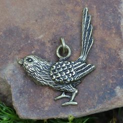 Great Tit Bird, zinc pendant, antique brass