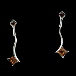 WARTA, amber, earrings, sterling silver