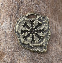 Ægishjálmur - Helm of Awe, magical amulet, Iceland, zinc antique brass