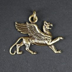 SCYTHIAN GRIFFIN, pendant, zinc antique brass
