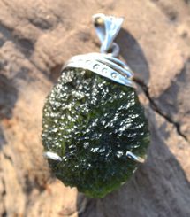 MOIRA, Czech Moldavite Sterling Silver Pendant