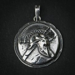 SPARTE, guerrier spartiate, pendentif, argent