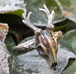 CERF - crâne, bague argent