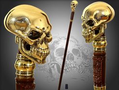 Skull, gold plated - Walking Stick