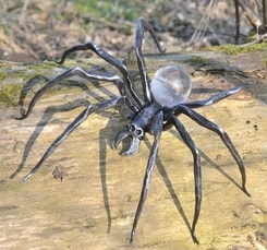 BLACK WIDOW, forged spider figure with glass