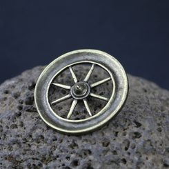 ROUE DE TARANIS, soleil celtique, zinc, laiton antique