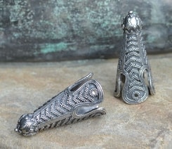 Terminaison de coiffe Viking, Birka, argent sterling, 22 g