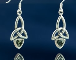 KIRA, boucles d'oreilles, moldavite et argent