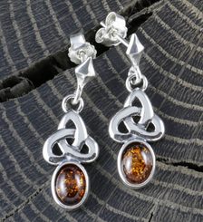 CELTICA, amber, earrings, sterling silver
