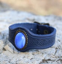 GRACIA leather bracelet with glass