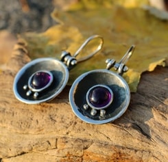 ORBIT, silver earrings, amethyst