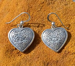 SILVER HEART EARRINGS, Ag 925