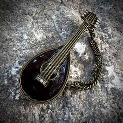 MEDIEVAL MANDOLIN, costume brooch