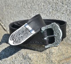Viking Belt, Gokstad, tin, black leather