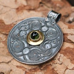 BATTERSEA, luxury pendant, silver and MOLDAVITE