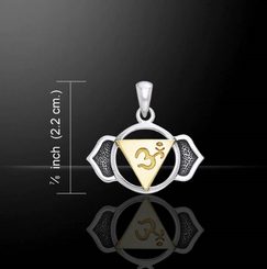 CHAKRA AJNA, silver pendant, gold plated