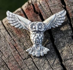 Flying owl, silver sterling talisman