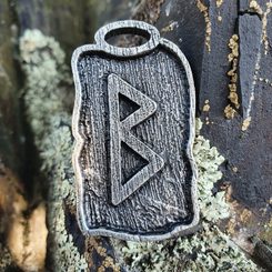 BERKANO - Rune Pendant, Zinc