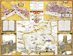 LONDON and WESTMINISTER 1610, historical map, replica