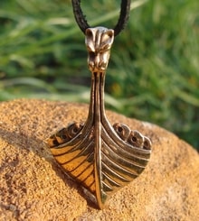 DRAKKAR, viking dragon ship, bronze pendant