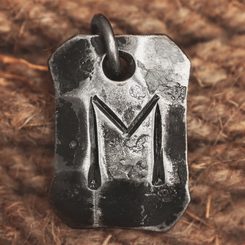 EHWAZ, forged iron rune pendant