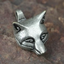 Celtic Fox, head, pendant, zinc, antique silver