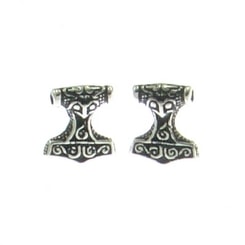 THOR'S HAMMER, Ear Studs, Sterling Silver