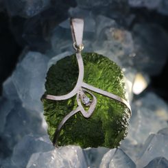 PERSEA - pendentif, argent, Moldavite