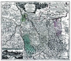 Teschen Silesia, Mathias Seutter, Tobias Conrad Lotter, historical map, replica