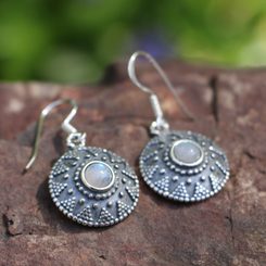 ISOLDA, rainbow moonstone, silver earrings