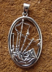 BAGPIPES, silver pendant