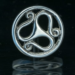 Celtic Triskelion, silver belt rivet, concho