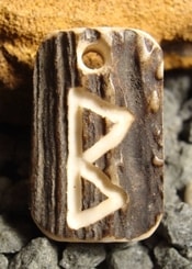 BERKANAN, deer antler rune pendant