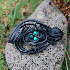 MALACHITE hair clasp